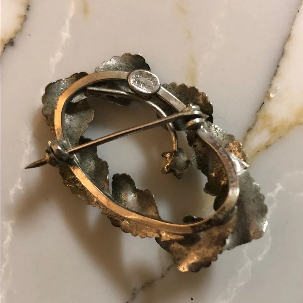 Gold Leaf and Crystal, and Sterling Silver Pin Brooches Women’s 3-piece Set